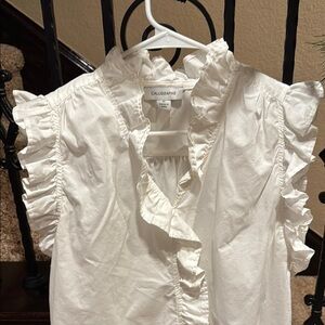Calligraphie White Ruffle Blouse